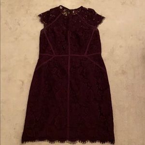 Fuchsia lace dress from Monique Lhuillier